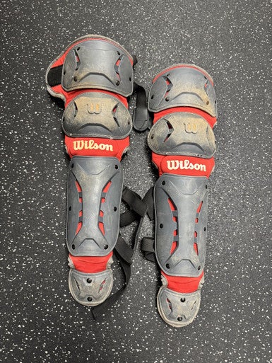 Used Wilson SHIN GUARDS Catchers Leg Guards Red Youth 11849-S000026840