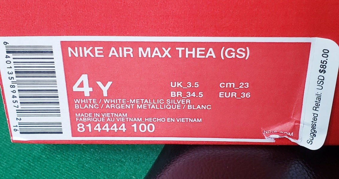 Nike Air Max Thea Youth Shoes Triple White Running Shoes SIZE 4Y / 5.5 Women NEW