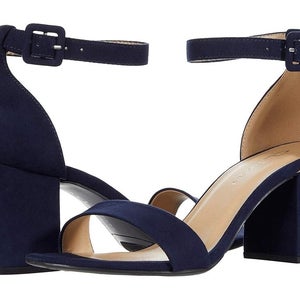 CL by Laundry Jody Sandals Women's US 10 Blue Suede Ankle Strap Block Heel PQ138
