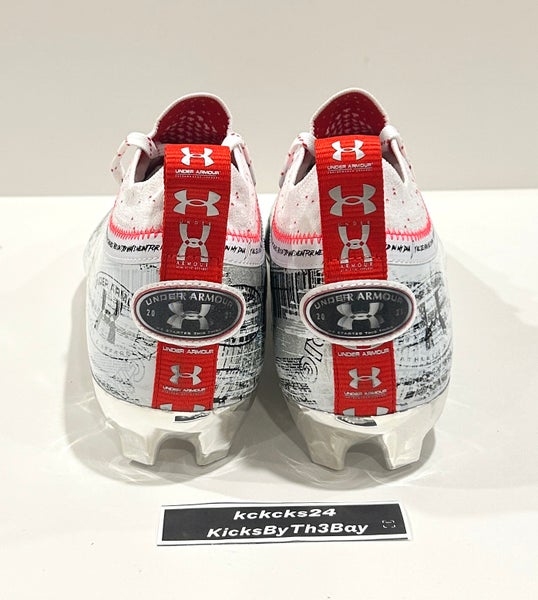 Size 14 Under Armour Spotlight MC Anniversary Football Cleats White 3024476-100