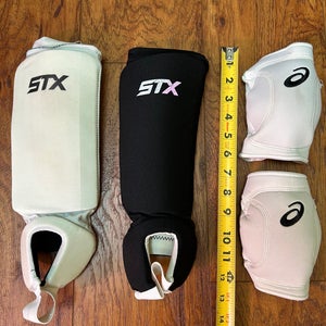 STX Reversible field hockey Shin Pads, And bonus Asics Volleyball Knee Pads