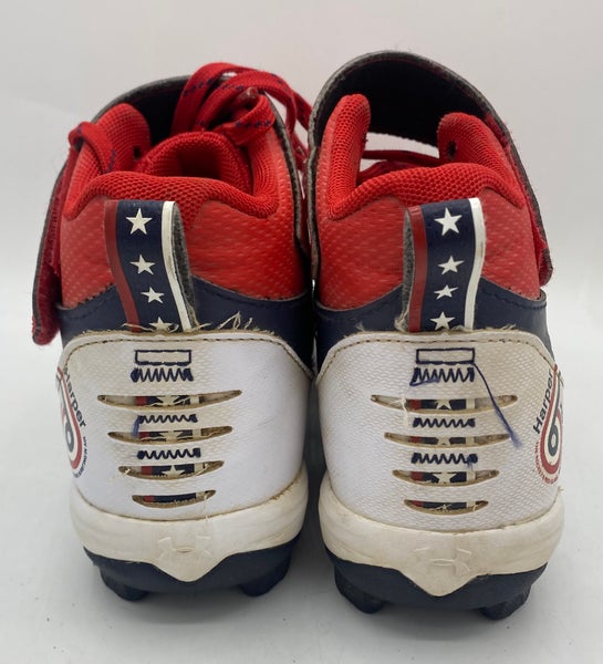 Red/Blue Youth Under Armour Harper 6 Molded Cleats Size 3.5Y