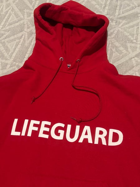 Lifeguard Hoodie Adult Medium Red Hooded Sweatshirt