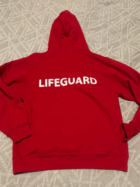 Lifeguard Hoodie Adult Medium Red Hooded Sweatshirt