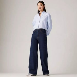 Levi's Premium Ribcage Jeans Women's 31X32 Blue Denim Cotton Wide Leg QLW77
