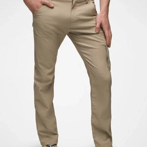 prAna Stretch Zion Slim Pants II Men's 32x30 Beige Flat Front Straight Leg QLW22