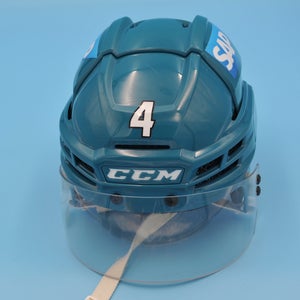 San Jose NHL Game-Used CCM Super Tacks X Total Custom Rare Teal #4 Codi Ceci Helmet  ( 1 of 2 )