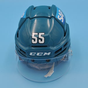 San Jose NHL Game-Used CCM Super Tacks X HTSTPX Teal #55 Walker Duehr Helmet