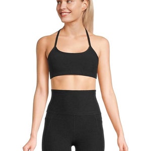 Beyond Yoga Spacedye Slim Sports Bra Women's Large Black Racerback Active QLW119