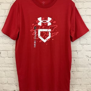 Under Armour 1377687 Boy's Loose Baseball T-Shirt Red YXL Youth Extra Large