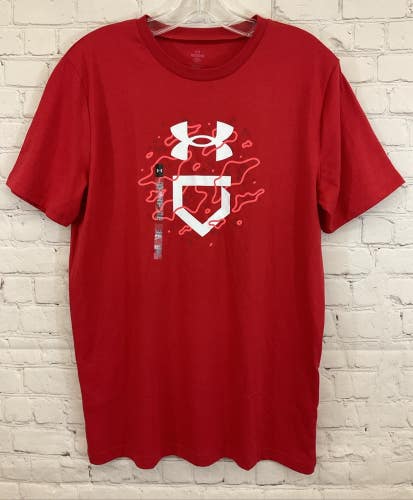 Under Armour 1377687 Boy's Loose Baseball T-Shirt Red YXL Youth Extra Large