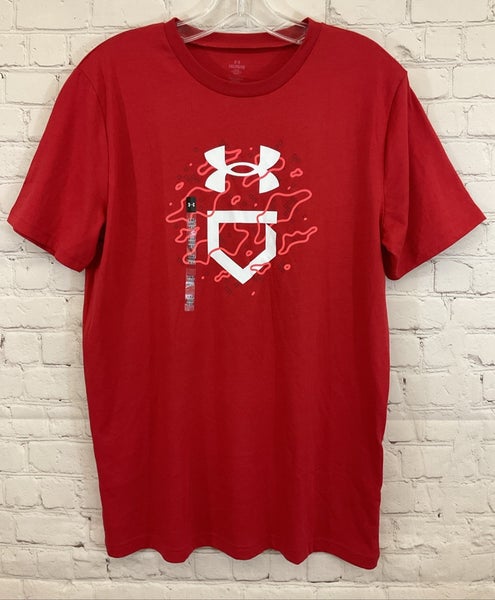 Under Armour 1377687 Boy's Loose Baseball T-Shirt Red YXL Youth Extra Large