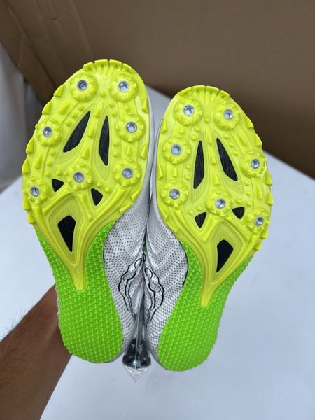 Saucony Spitfire 5 Track Spike Sprinting Shoes White/Green Men 7.5/ Women 9