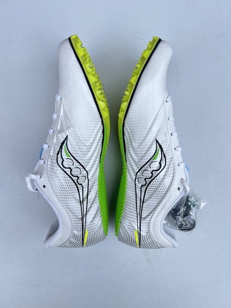 Saucony Spitfire 5 Track Spike Sprinting Shoes White/Green Men 7.5/ Women 9