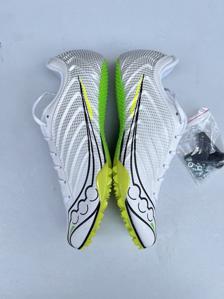 Saucony Spitfire 5 Track Spike Sprinting Shoes White/Green Men 7.5/ Women 9