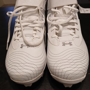 White Men's Size M 10.0 (W 11.0) Adult Under Armour High Top Molded Cleats (New)