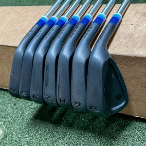 Used New Level 480-TC Black Irons 4-PW C-Taper 130g X-Stiff Flex Steel Golf Set