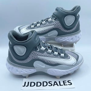 Nike Alpha Huarache Elite 4 Mid Baseball Cleats Gray DJ6520-012 Men's Size 9 NEW