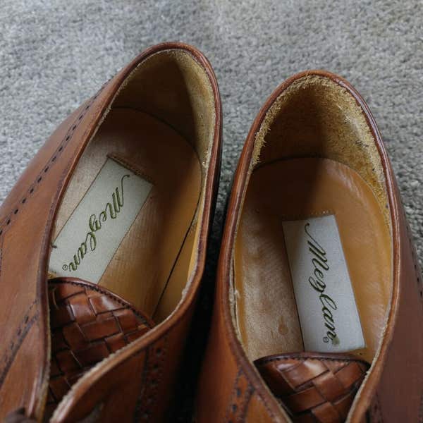 Mezlan Valencia Mens Size 10.5 Dress Shoes Cap Toe Woven Derby Brown Leather  | SidelineSwap | Buy and Sell on SidelineSwap