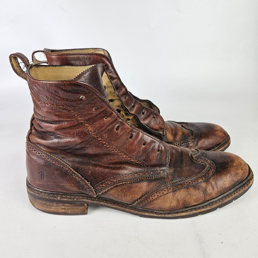 Frye James Lug Wingtip Oxford Derby Leather Boots Men display picture 2