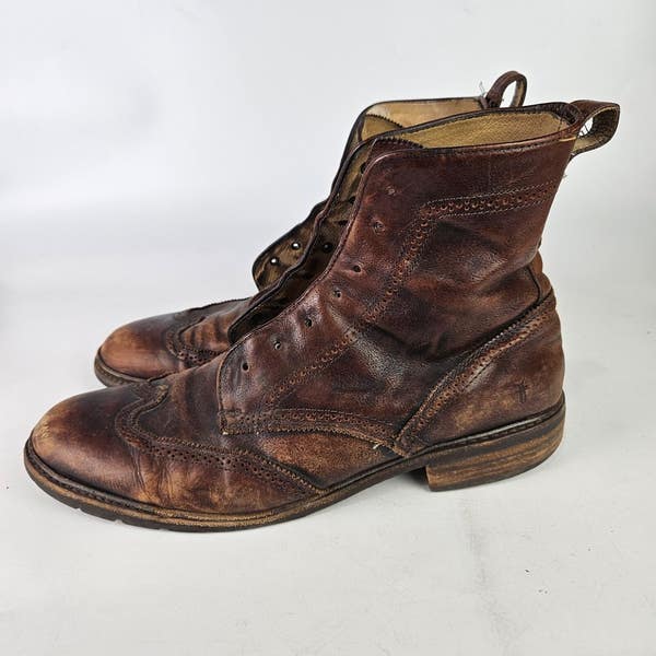 Frye James Lug Wingtip Oxford Derby Leather Boots Men display picture 3