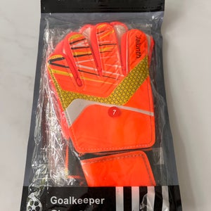 Football goalkeeper gloves, orange. size 7. (soccer) By Sports AG
