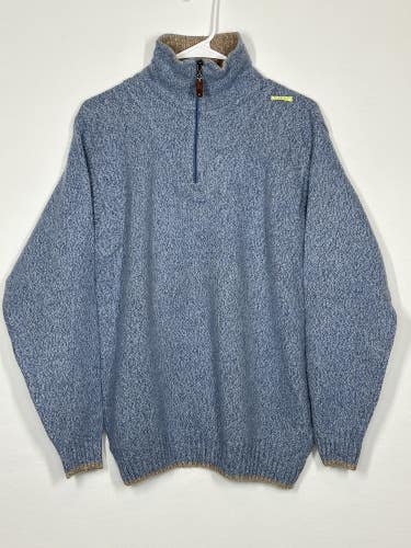 #2636 MASSIMO DUTTI Sweater Mens Size XL (42) Beige Blue Quarter Zip