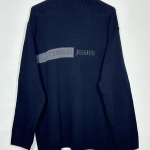 #2638 Italy Cerruti Jeans Navy 80% LANA WOOL Men's Sweater SIZE XL