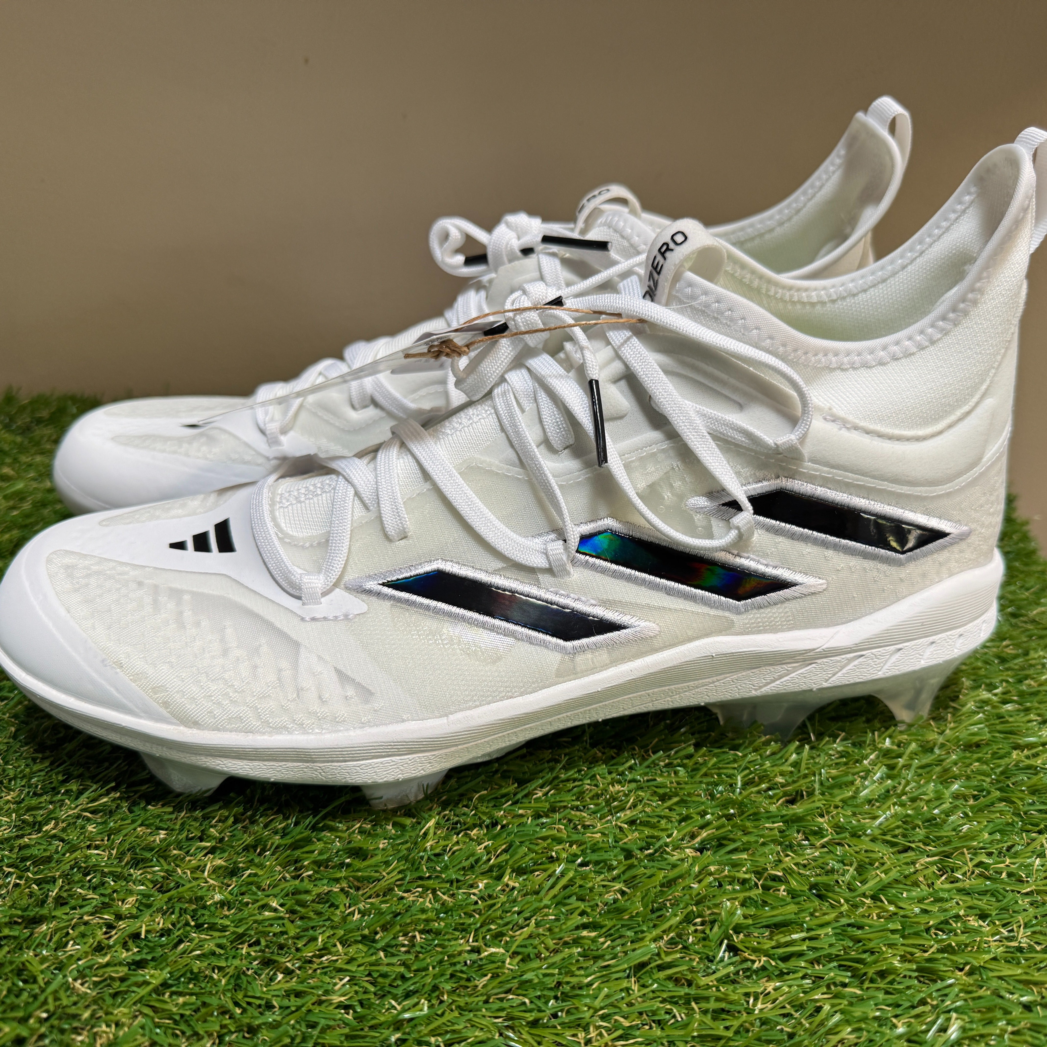Adidas Adizero Afterburner 8 Pro H00979 Gray Baseball Cleats‎ Men\'s Size: 8 New Adidas Adizero Afterburner 8 Baseball Cleats Grey White  main image 4