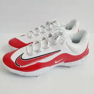 Nike Alpha Huarache Elite 4 Low Baseball Cleats FD2745-105 Size 12 White Red