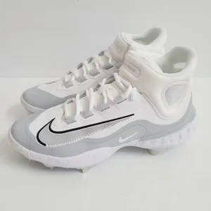 Nike Alpha Huarache Elite 4 Mid Baseball Cleats FD2744-102 Size 7 White Gray