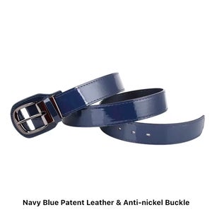 Navy Adjustable Adult Leather Baseball Belt