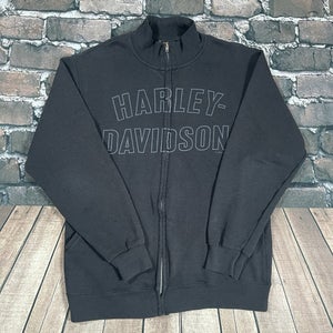 Harley Davidson Vintage Full Zip Sweatshirt Mens Size Medium Black Gray Y2K
