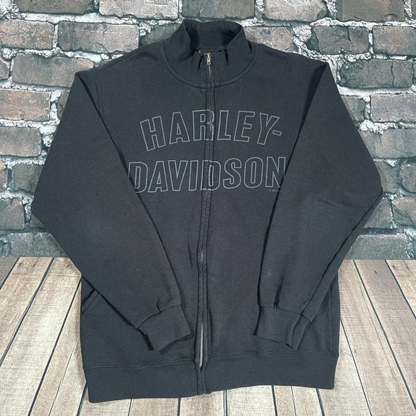 Harley Davidson Vintage Full Zip Sweatshirt Mens Size Medium Black Gray Y2K