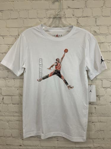 95C900-001 Basketball Youth Short Sleeve T-Shirt White L Large
