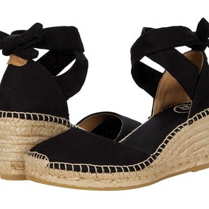Toni Pons Julia Sandals Womens 8-8.5 Black Ankle Tie Wedge Heel Espadrille PQ199