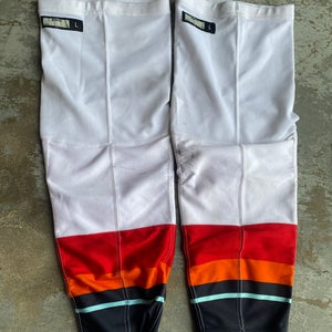 CCM Edge Pro Stock Hockey Socks Coachella Valley Firebirds w/ Kevlar Backing Large 73491