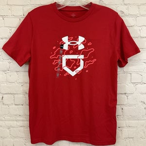 Under Armour 1377687 Boy's Loose Baseball T-Shirt Red YLG Youth Large
