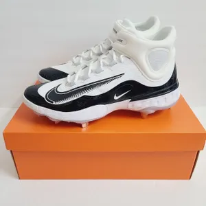 Nike Alpha Huarache Elite 4 Mid Baseball Cleats FD2744-101 Size 13 White Black