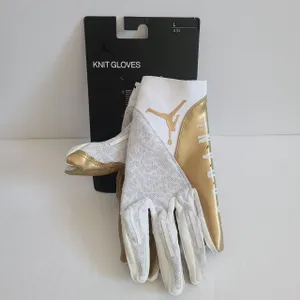 Nike Jordan Vapor Knit 4.0 Football Gloves Size L White Metallic Gold