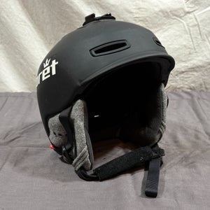 Pret Cynic-X Matte Black Ski/Snowboard Helmet w/Camera Mount Small 51-55cm GREAT