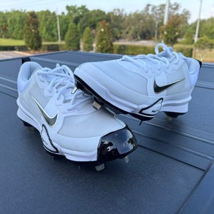 *UNUSED* Size M12 - Nike Trout Force Zoom 9 Pro - White/Black - Metals - Rubber Toe Included