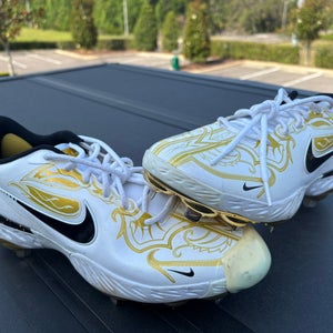 *UNUSED* Size M12 - Nike Alpha Huarache Elite 3 Low - White/Gold - Metals - Rubber Toe