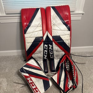 Ccm Eflex 5 Goalie Pads (35+2), 1 Glove, and 1 Blocker