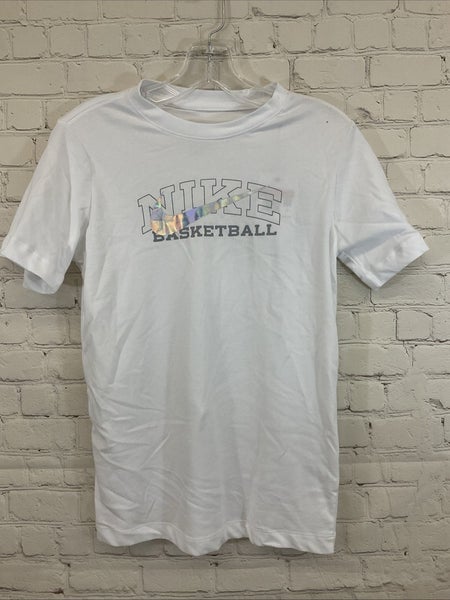 Nike DR9598-100 Kid's DRI-FIT BASKETBALL Short Sleeve T-Shirt White L Large