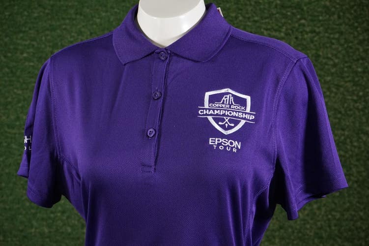 WOMEN'S XL CLIQUE LPGA COPPER ROCK CHAMPIONSHIP EPSON TOUR GOLF POLO PURPLE NWT