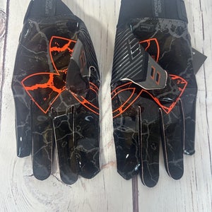Under Armour Football Gloves Men's Adult M Orange And Black Receiver Gloves
