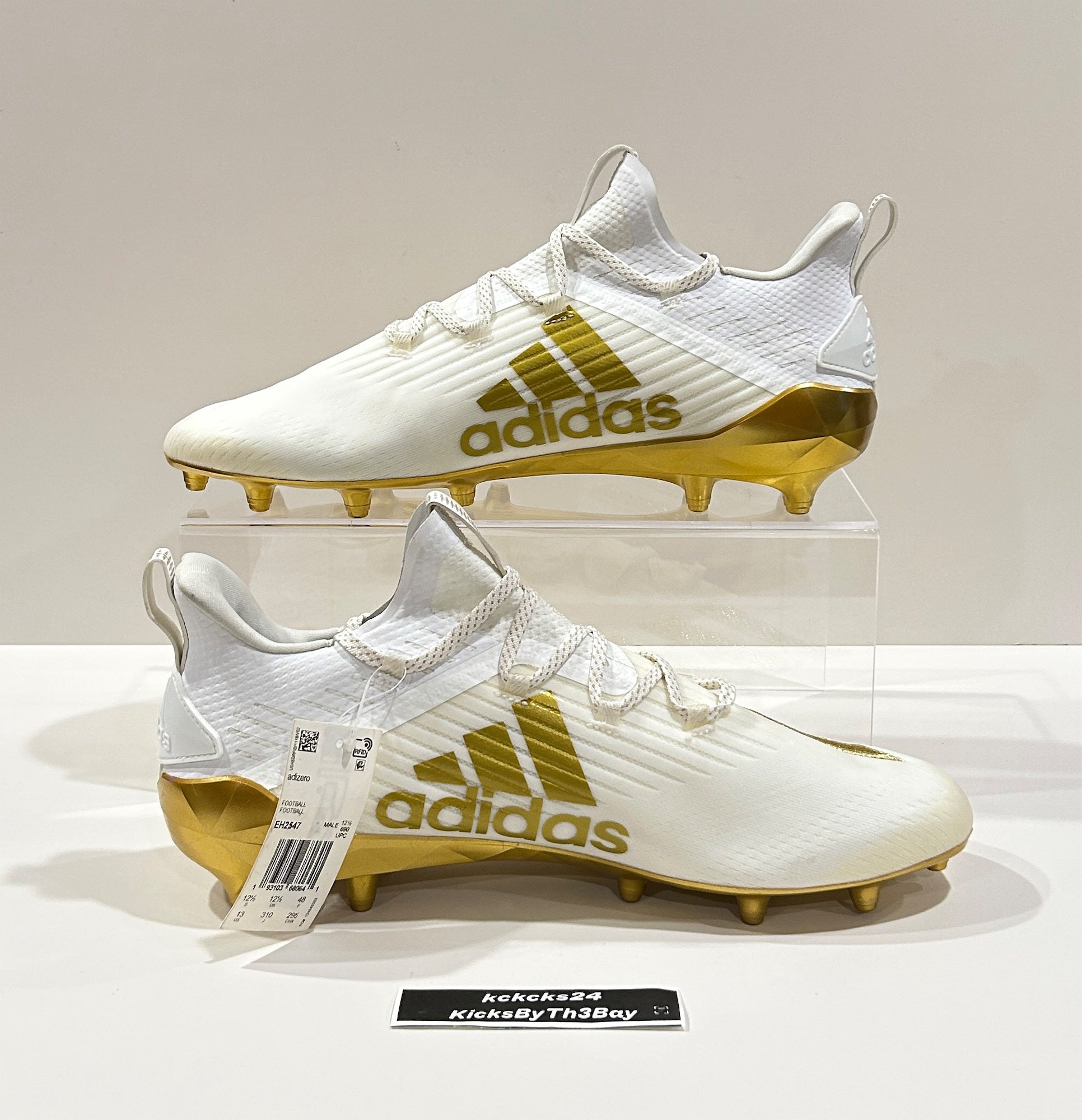 Adidas Shoes Men\'s 17 Adizero Football Cleats White Gold EH2547 Adidas Adizero Football Cleats White/Gold/Metallic Men Size  main image 2