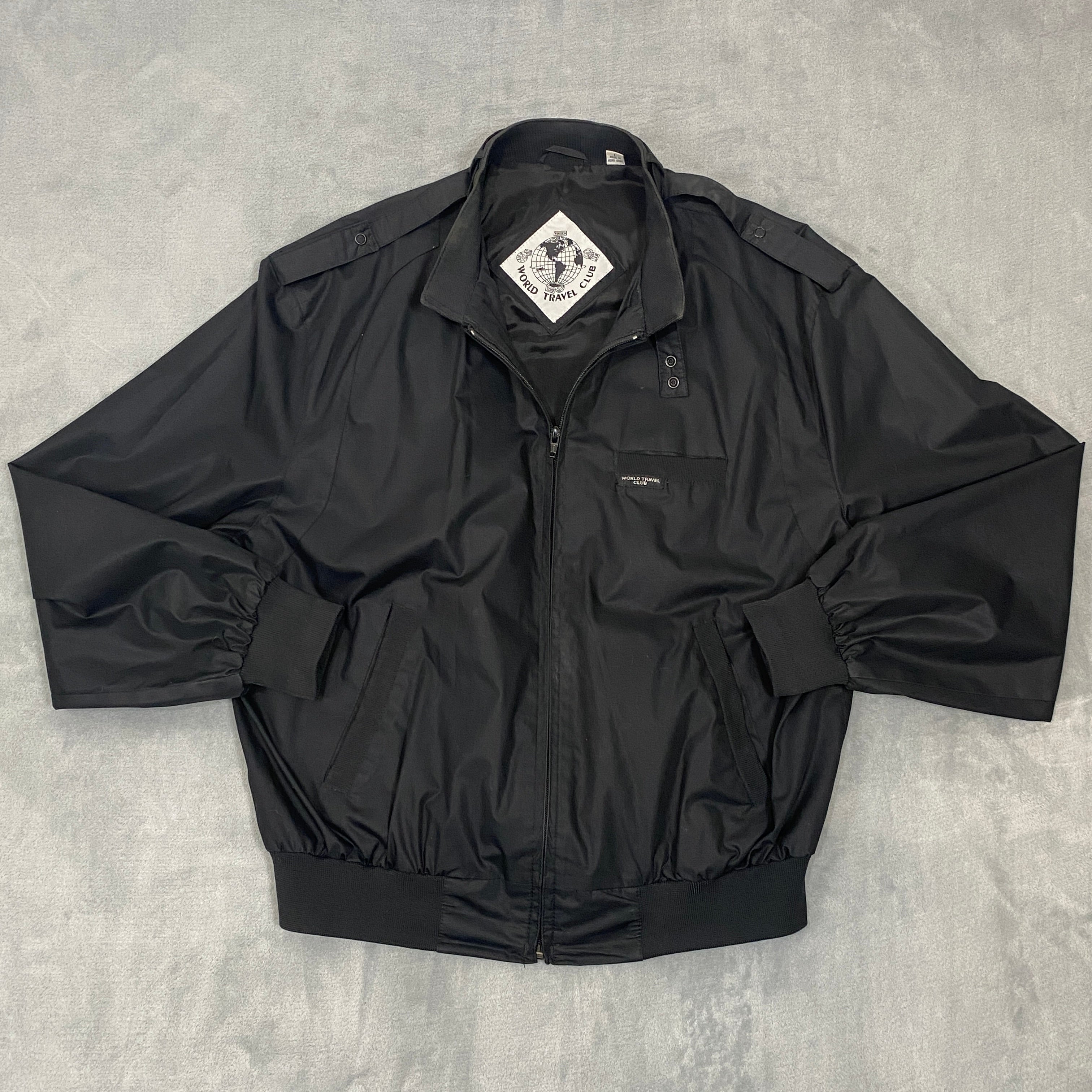 Vintage World Travel Club Bomber Jacket Men Large Lined Full Zip 