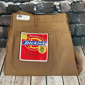 NOS Vintage Dickies Brown Duck Fully Lined Work Utility Pants 44x28 Talon 70s